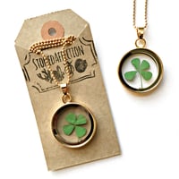 Image 3 of Lucky Four Leaf Clover Glass Locket