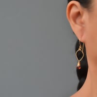 Image 5 of Garnet earrings lotus loop 14kt gold-filled