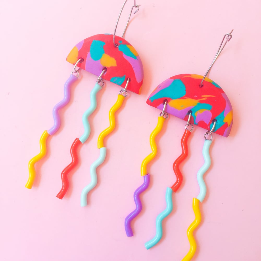Image of Rainbow summer + mini jellyfish earrings
