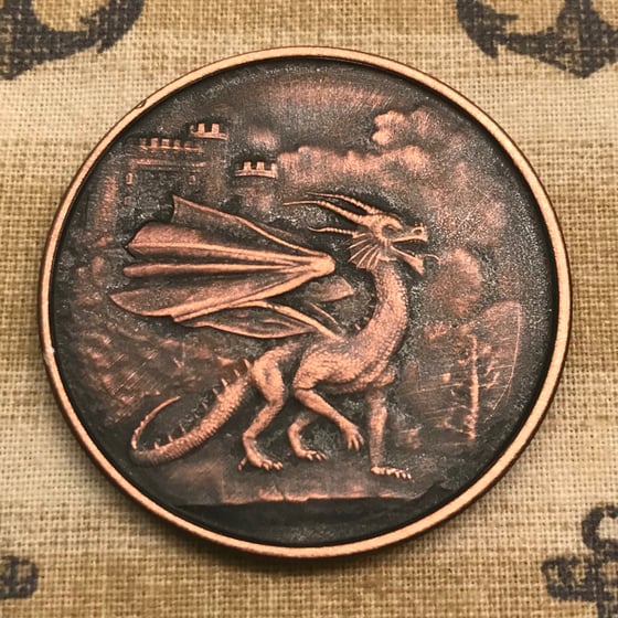 Image of Welsh Red Dragon 1oz Copper Challenge Coin