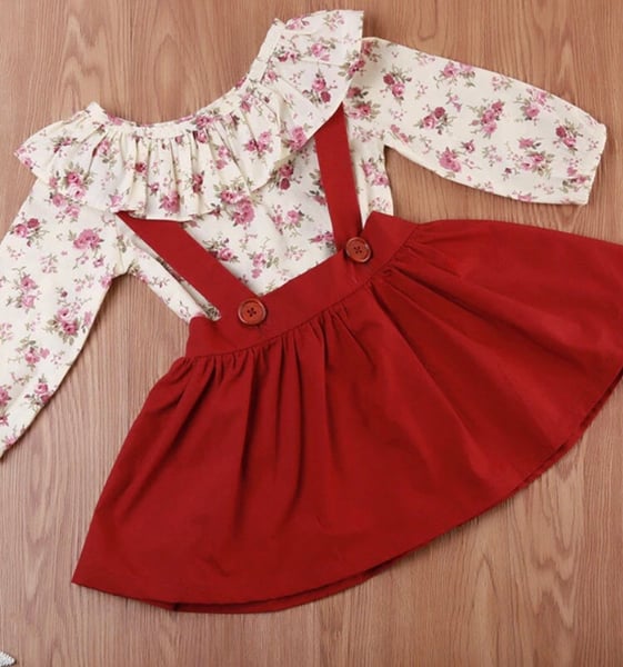 Image of Floral Overalls Dress