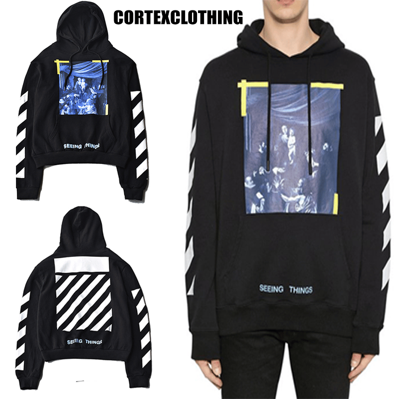 Off White Hoodie Blue Art Cortexclothing
