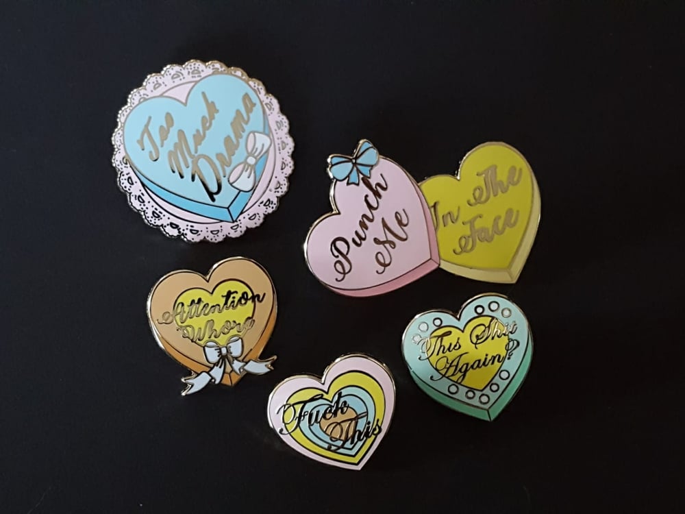 Image of Mildly Offensive Sweet Candy Heart Pins!
