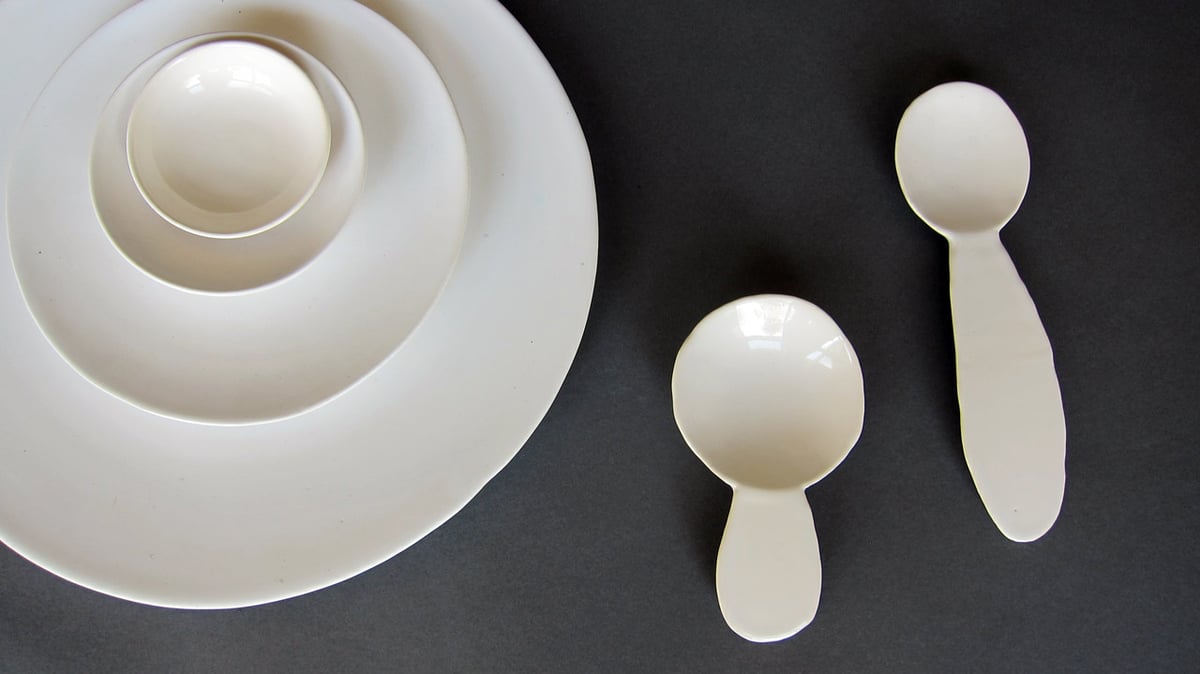 Serving platter set and spoons | anne ronjat