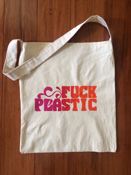 Image of Fuck Plastic Tote Sunset