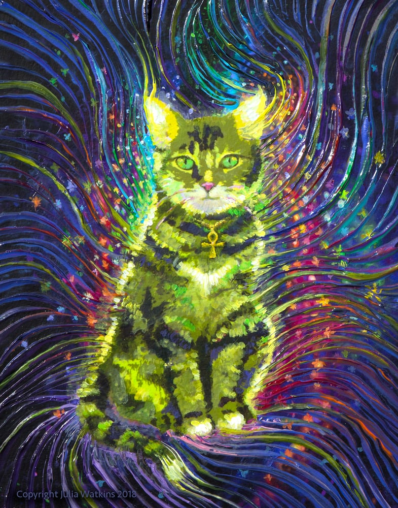 Image of Cosmic Cat Energy Painting - Giclee Print