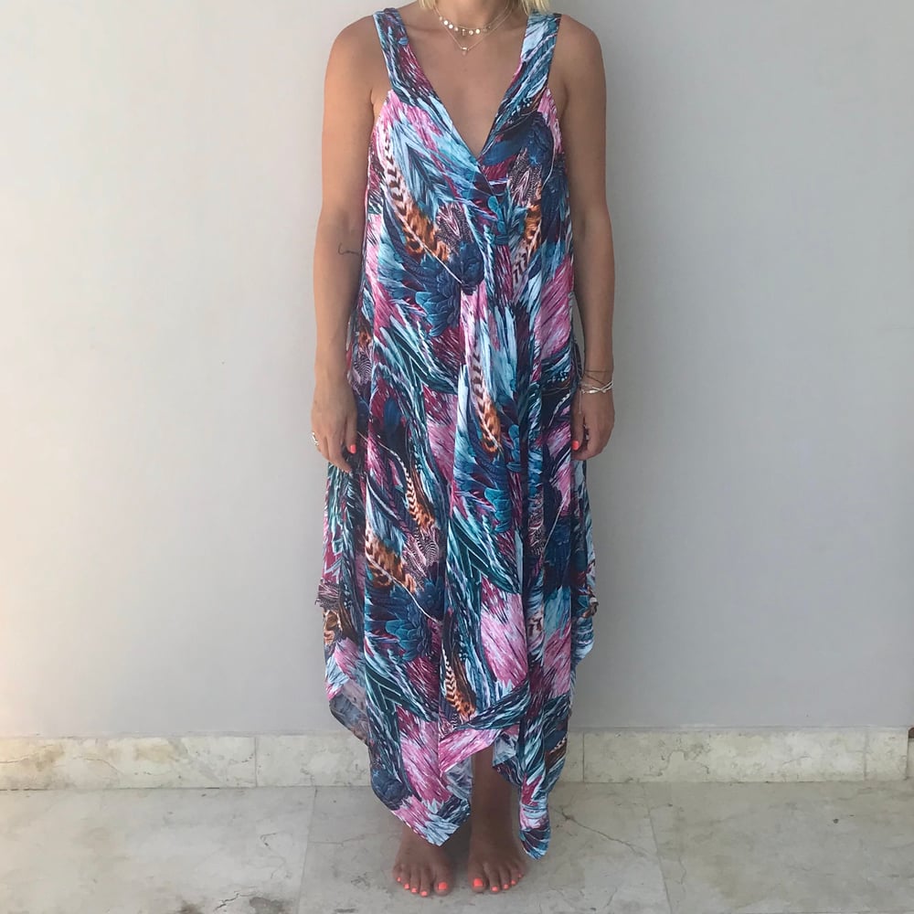 Image of Classic MAUI Dress | Pink Blue Feather