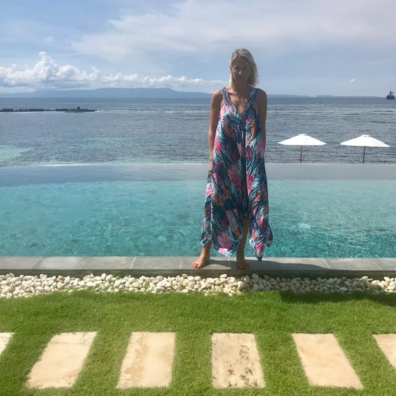 Image of Classic MAUI Dress | Pink Blue Feather