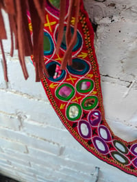 Image 3 of City leather strap bag vintage afghan textiles 