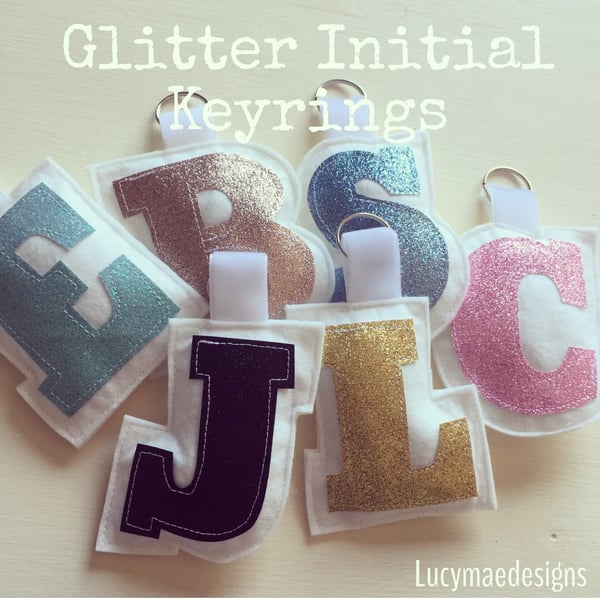 Image of Glitter Initial Keyrings
