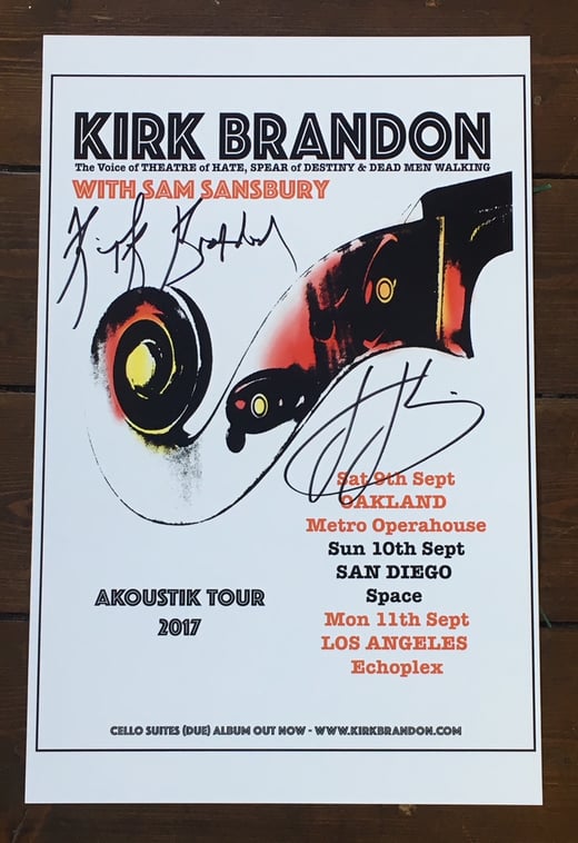 KIRK BRANDON aKoustiK USA 2017 Signed Poster