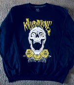 Image of Killed By Love Crew-Neck Sweater NAVY BLUE/YELLOW