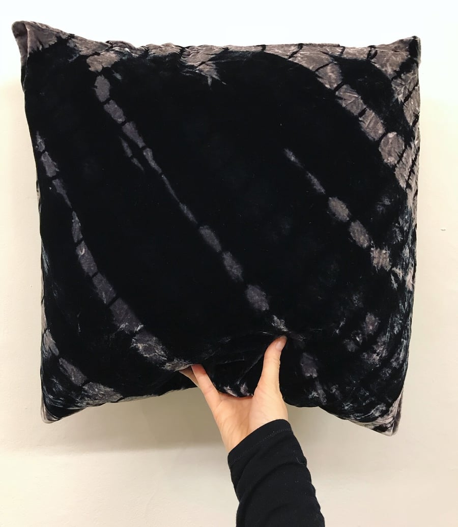 Image of Silk Velvet hand dyed throw pillow (black based)