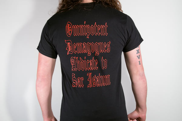 Image of Back phrase black shirt