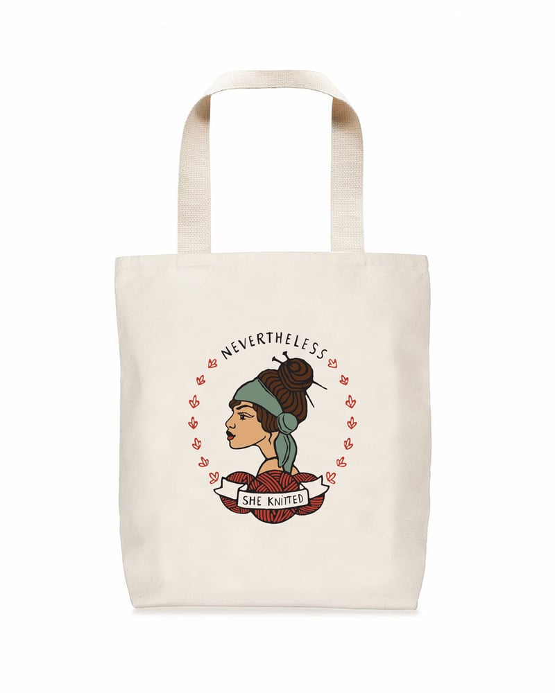 Image of Nevertheless She Knitted Tote