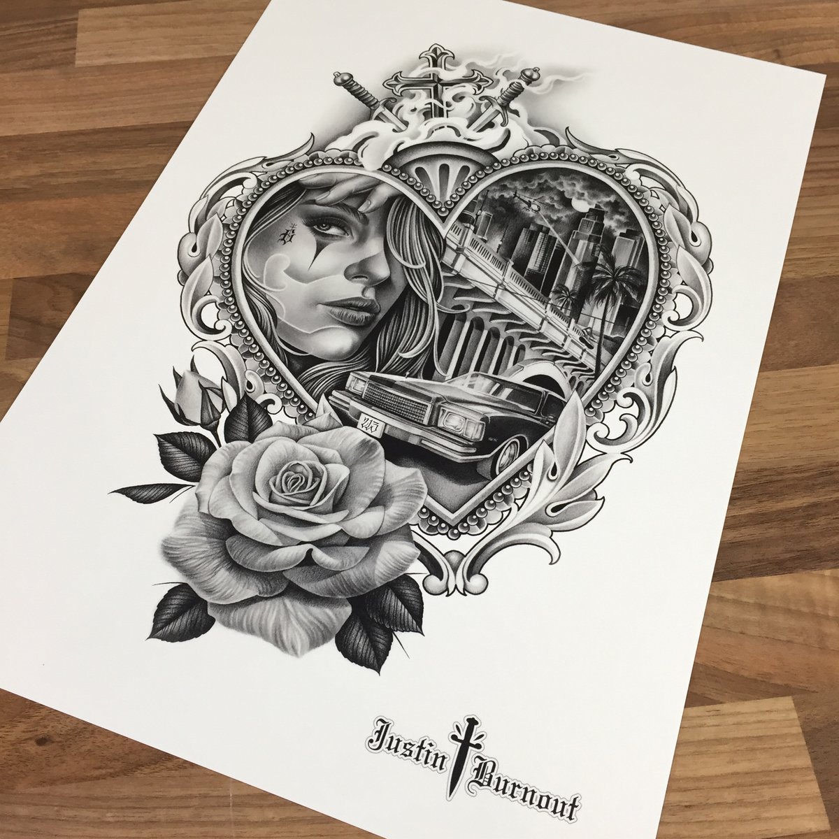 Image of JUSTIN BURNOUT ‘MONTE CARLO’ print -A3