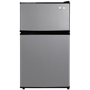 Image of 3.1 Cubic Foot Double Door Stainless Steel Refrigerator with Freezer