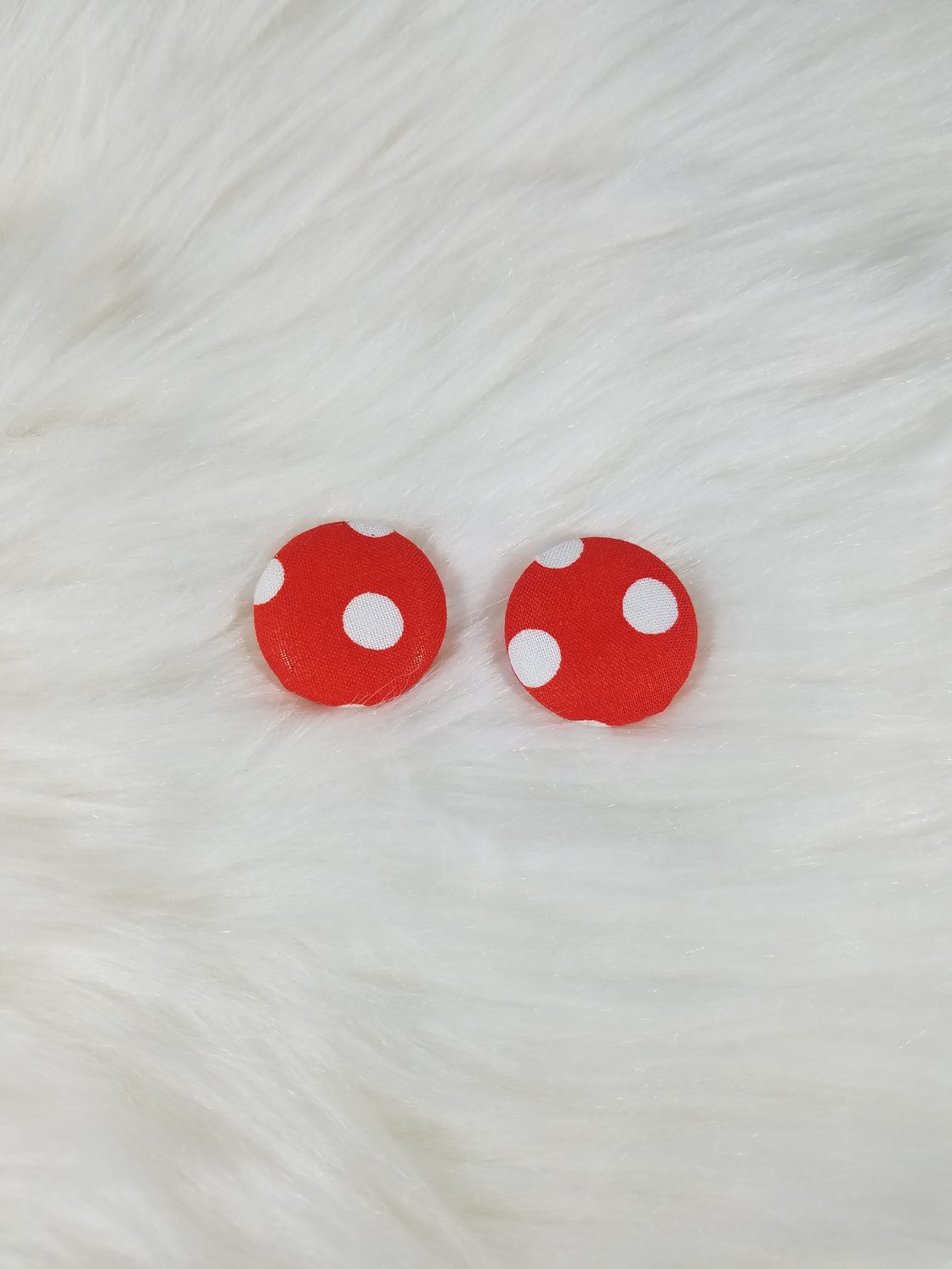 Image of Red & White Polka-dot Button Earrings