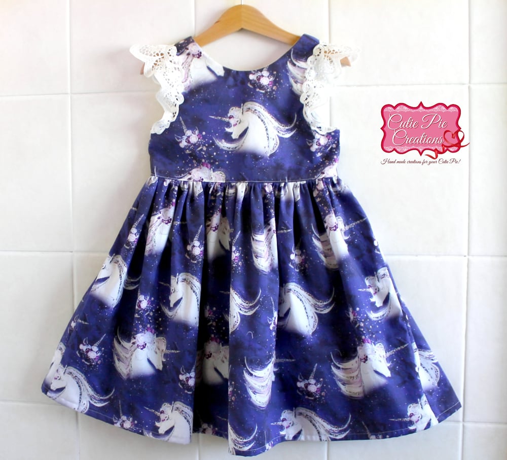 Image of Midnight Purple  Unicorn Tea Party Dress