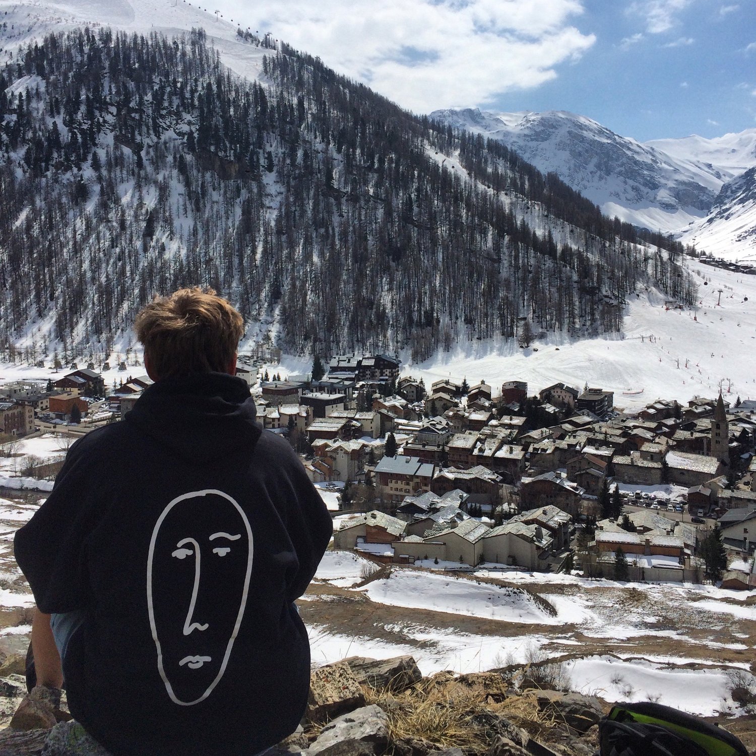 Image of Long Face Hoodie in Black