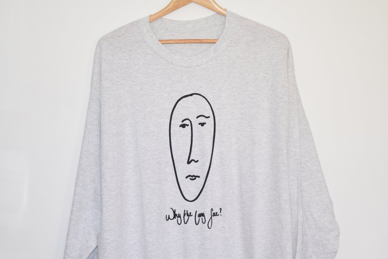 Image of Long Sleeve Why The Long Face Tee in grey