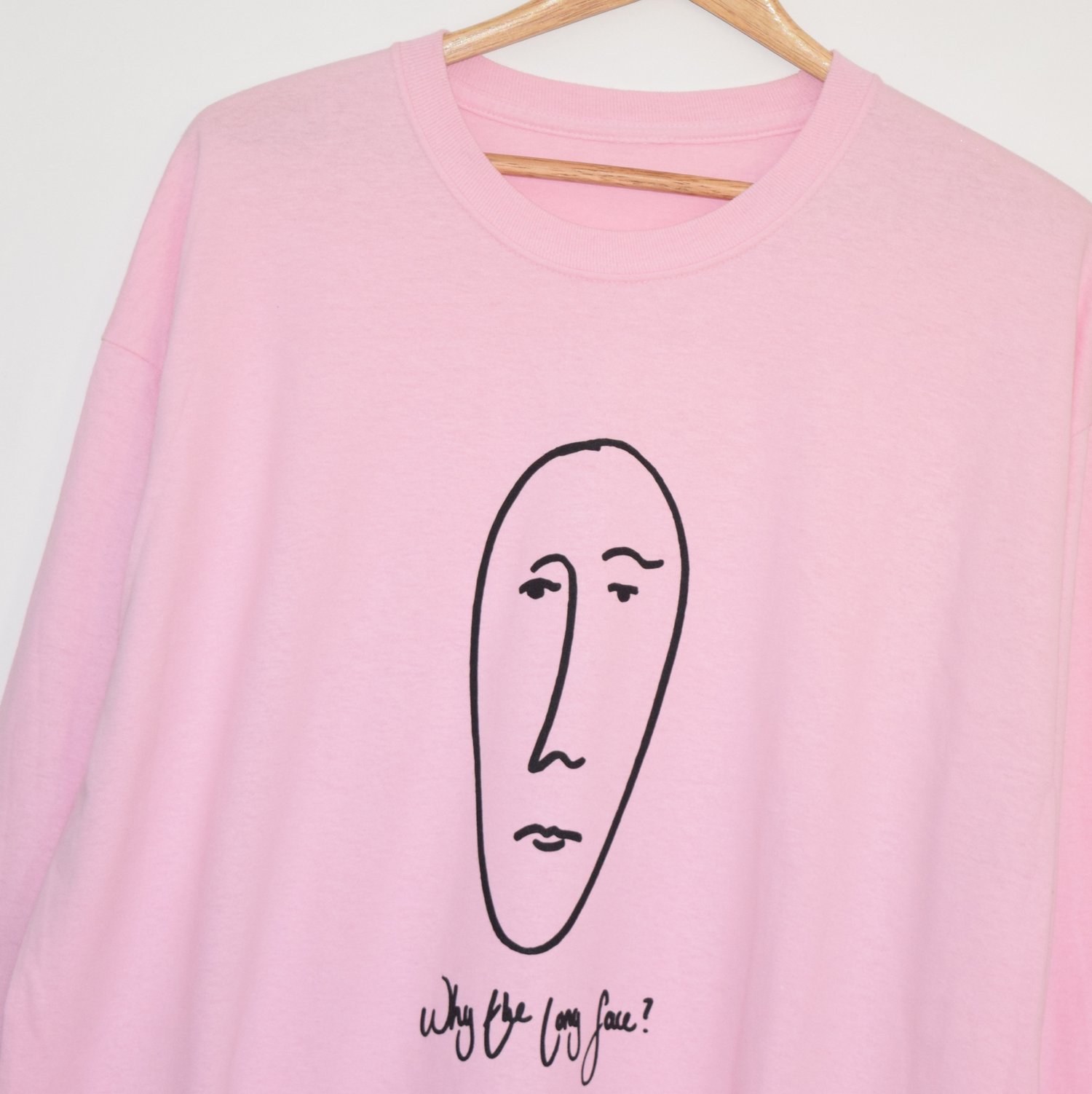 Image of Long Sleeve Why The Long Face Tee in Pink