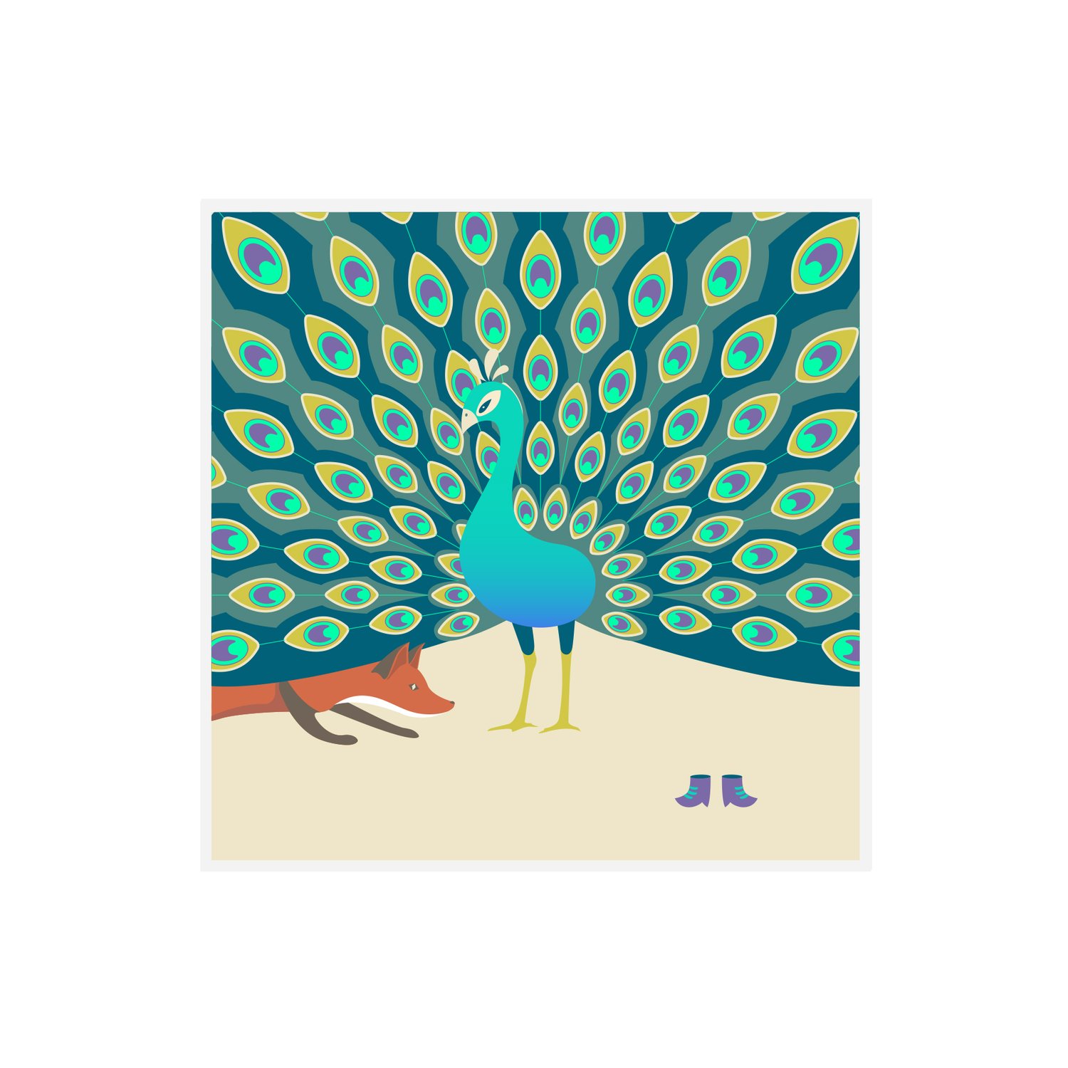 Image of The Fox & The Peacock Greetings Card