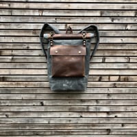 Image 1 of Wax canvas rucksack - backpack with roll up top and double waxed bottem COLLECTION UNISEX