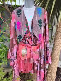 Image 2 of TULUM co ord set-FRILL skirt -Brown red pink 