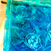 Image 2 of Skull-Juggling Blue and Green Ink-Pushed Tray 