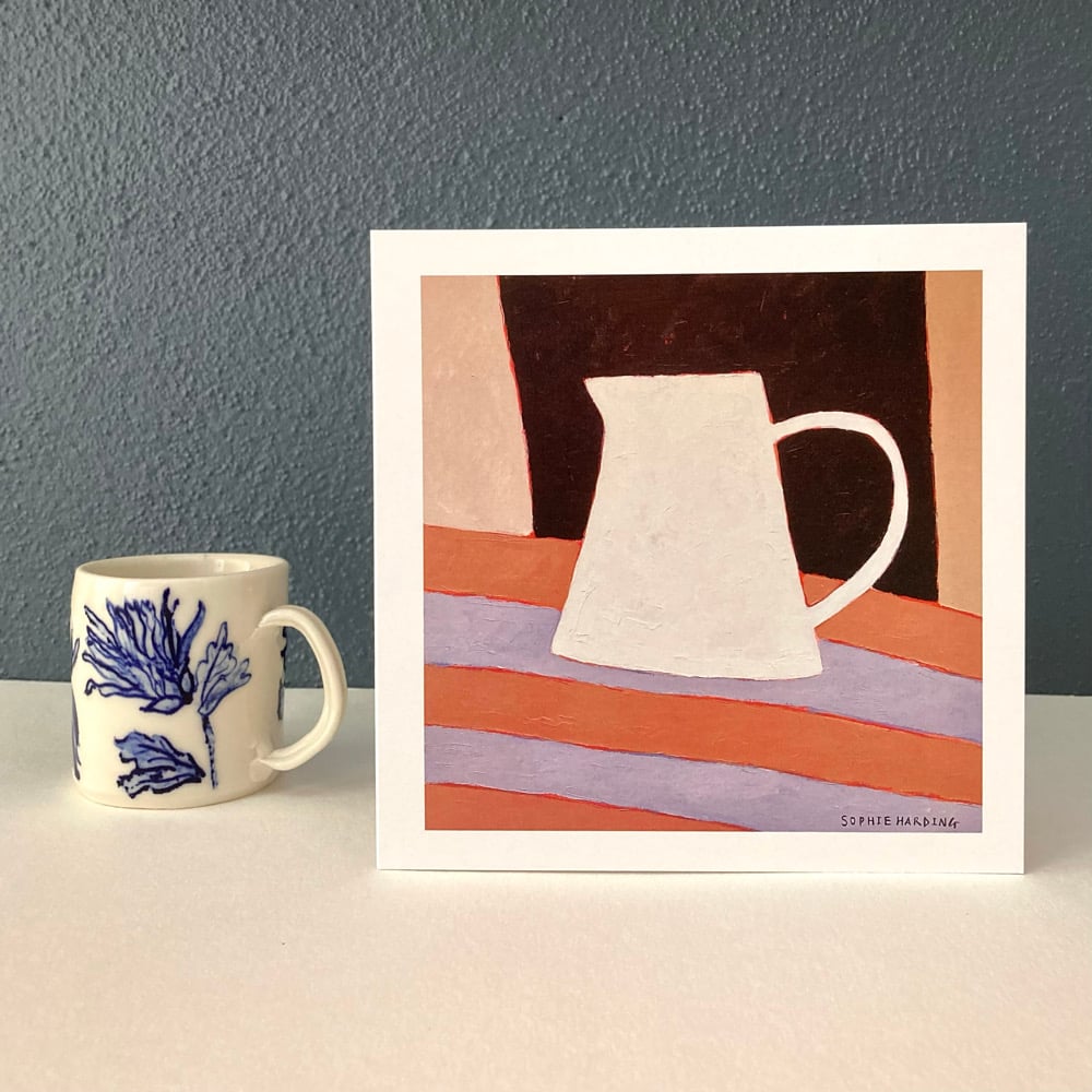 Image of White Jug on Stripes card