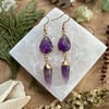 Golden Amethyst Drop Earrings