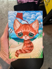 Image 2 of Orange Cat Beach Original Acrylic Painting