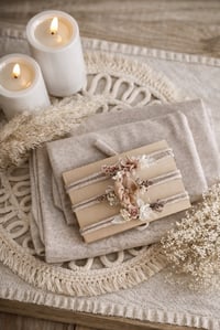 Image 1 of fond + wrap + headband beige clair marbré