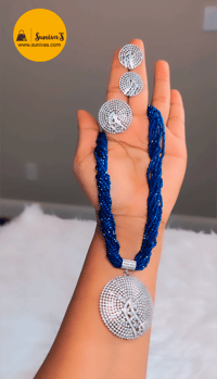 Image 6 of Chandra_Short Hydropotey Necklace Set in Blue