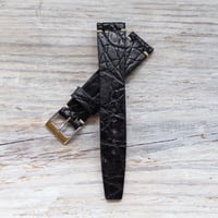 Image 3 of 18mm Two Stitch Crocodile Strap In Black