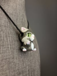 Image 6 of Gray and White Kitty Pendant