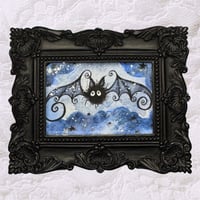 Image 1 of ‘Blue Soot Bat’ Original Painting ~ Framed