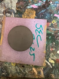 Image 5 of Blue Eyes Owl on Gold magnet. Original Painting on Square 2.75" Canvas Strong hold