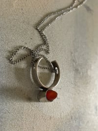 Image 1 of Vintage Elis Kauppi, Kupittaan Kulta Finland Silver Carnelian Pendant Necklace
