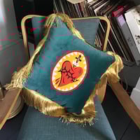 Image 4 of Turquoise Velvet Sacred Heart Cushion
