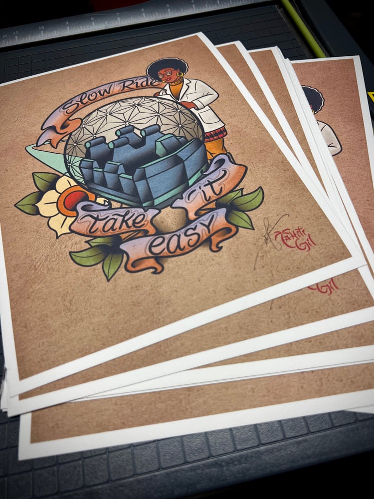 Image of 8.5x11 “Slow Ride” Spaceship Earth/Epcot Print