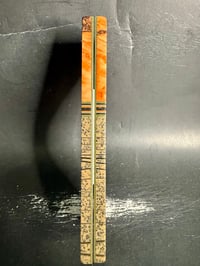 Image 4 of Box Elder Burl & Brown TOPO Grip-Tec Segmented Knife Scales