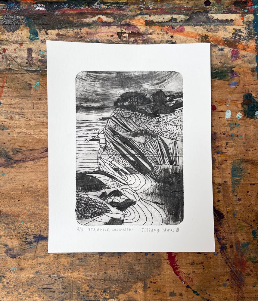 ‘Stairhole, Lulworth’ Original Drypoint Etching