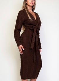 Image 1 of Cable Knit Wrapped Dress
