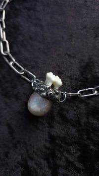Image 3 of Pink agate and deer tooth necklace