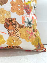 Image 3 of Tigers and Primula Pillow Cover