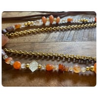 Image 4 of The Ariella Necklace - Rabbit Hair Quartz Carnelian Gold Rutilated Quartz and Brass Beads 