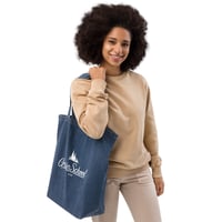 Image 4 of Organic denim tote bag with white screen print Grier logo