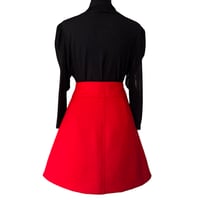 Image 2 of 1960s Style J Crew Red Wool Classic A Line Mini Skirt - Size 8 